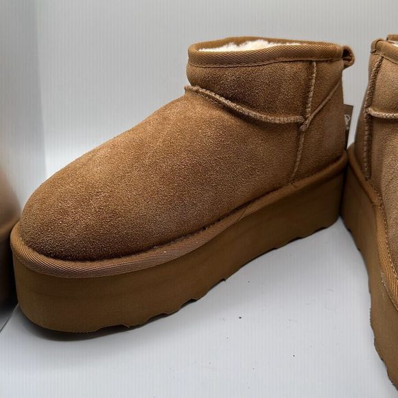 CUSHIONAIRE Women's Genuine Suede pull on platform boot +Memory Foam 8.5 CHESTNU - Picture 7 of 7